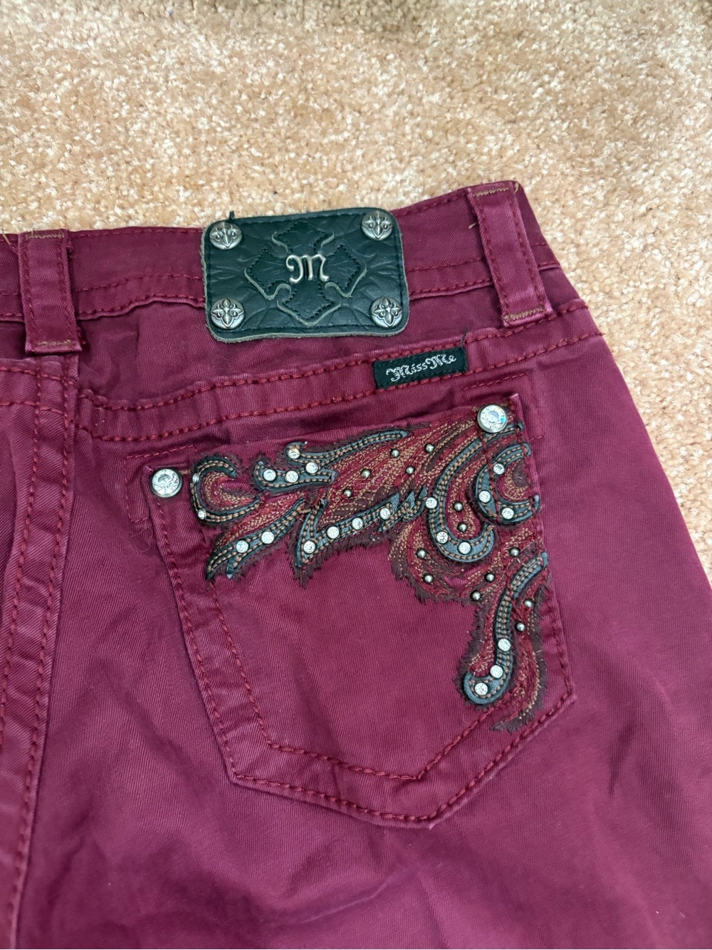 Miss Me High-Rise Embellished Wine Jeans